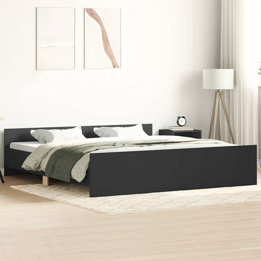 Bedframe met hoofd- en voeteneinde zwart 160x200 cm is nu te koop bij PeponiXL, paradijselijk wonen!