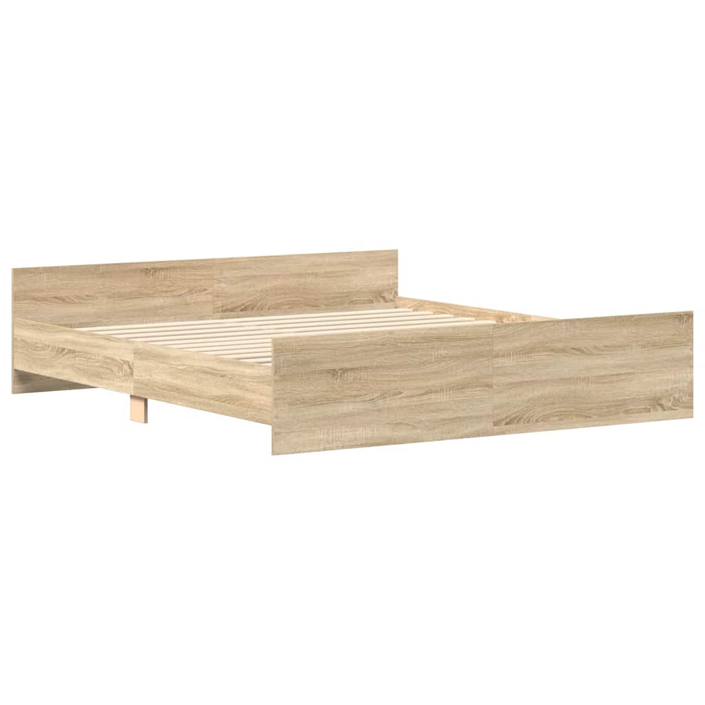 Bedframe met hoofd- en voeteneinde sonoma eikenkleur 160x200 cm is nu te koop bij PeponiXL, paradijselijk wonen!