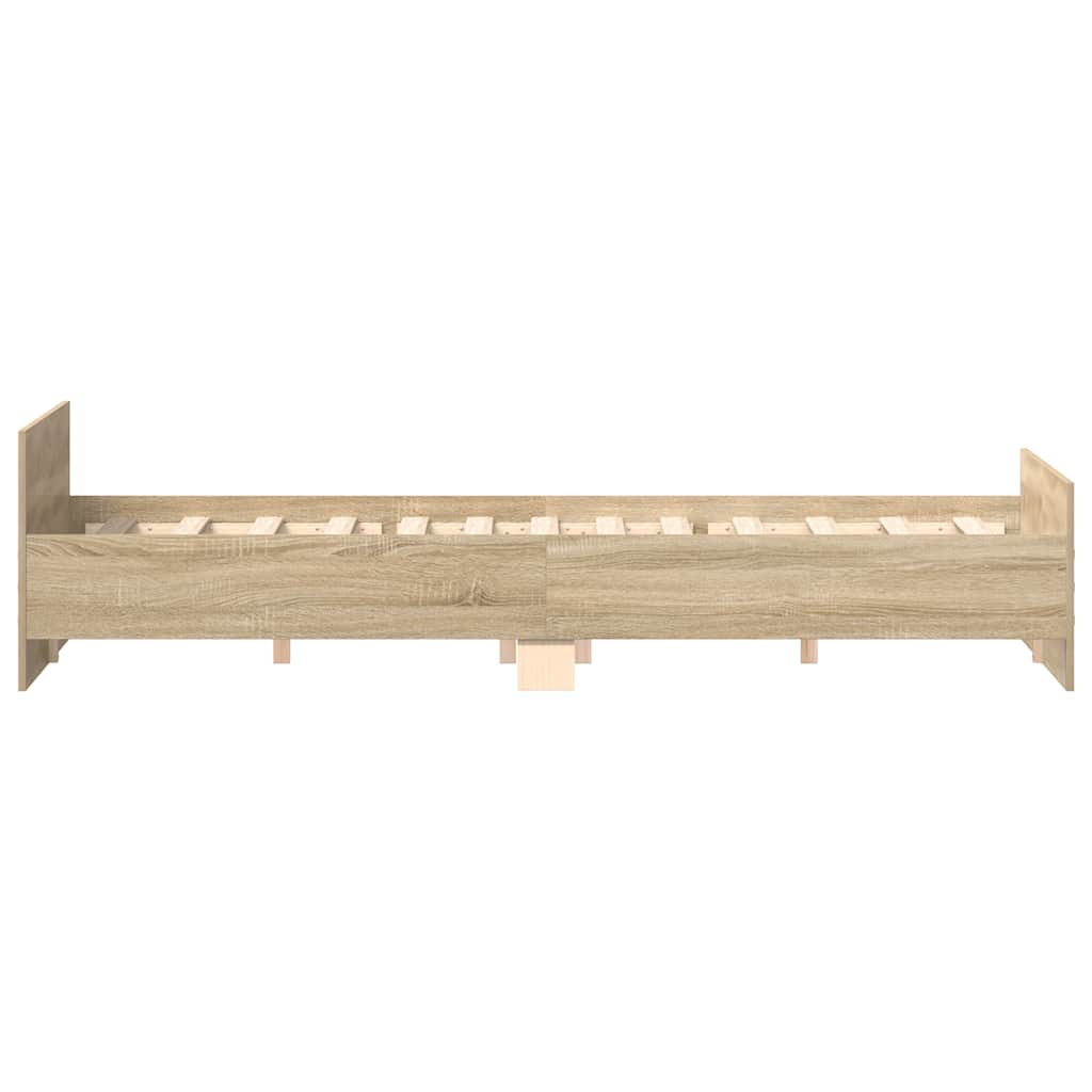 Bedframe met hoofd- en voeteneinde sonoma eikenkleur 160x200 cm is nu te koop bij PeponiXL, paradijselijk wonen!