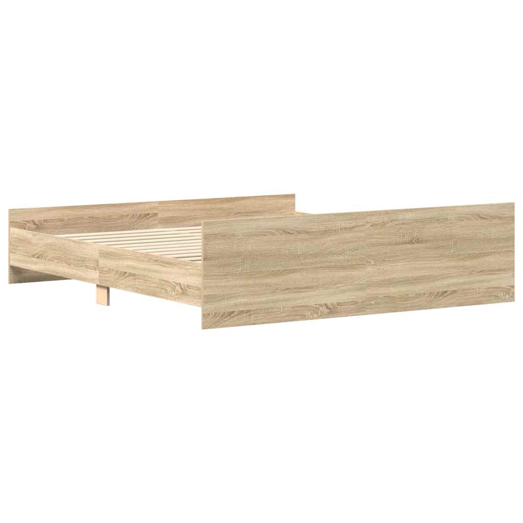 Bedframe met hoofd- en voeteneinde sonoma eikenkleur 160x200 cm is nu te koop bij PeponiXL, paradijselijk wonen!