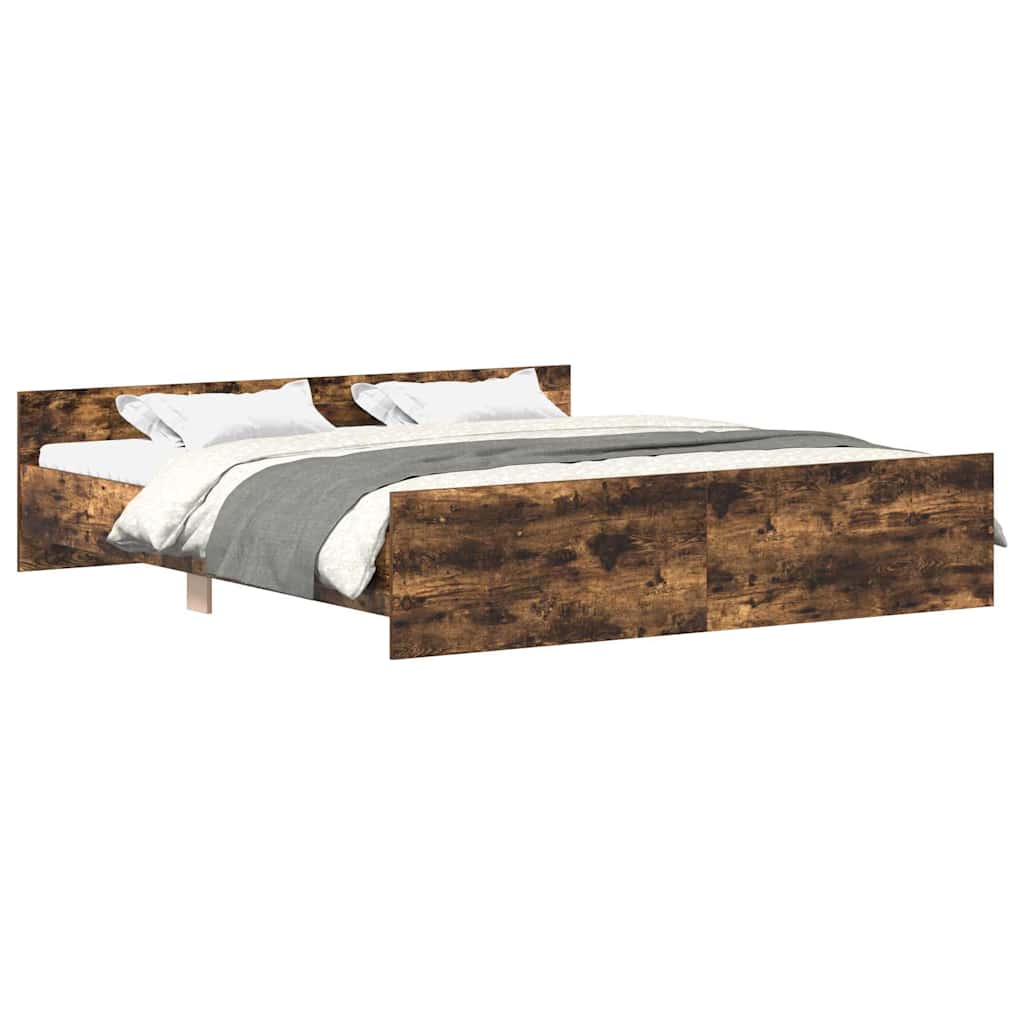 Bedframe met hoofd- en voeteneinde gerookt eiken 160x200 cm is nu te koop bij PeponiXL, paradijselijk wonen!