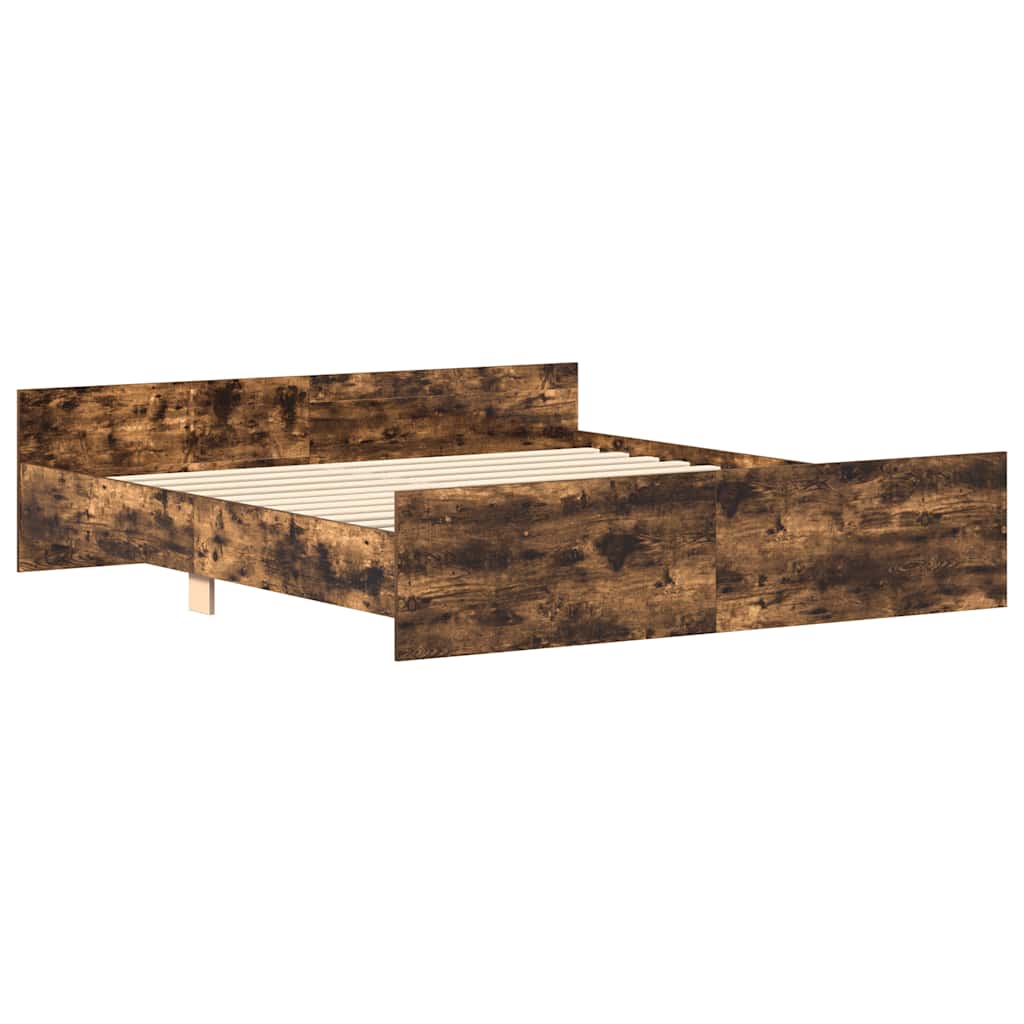 Bedframe met hoofd- en voeteneinde gerookt eiken 160x200 cm is nu te koop bij PeponiXL, paradijselijk wonen!