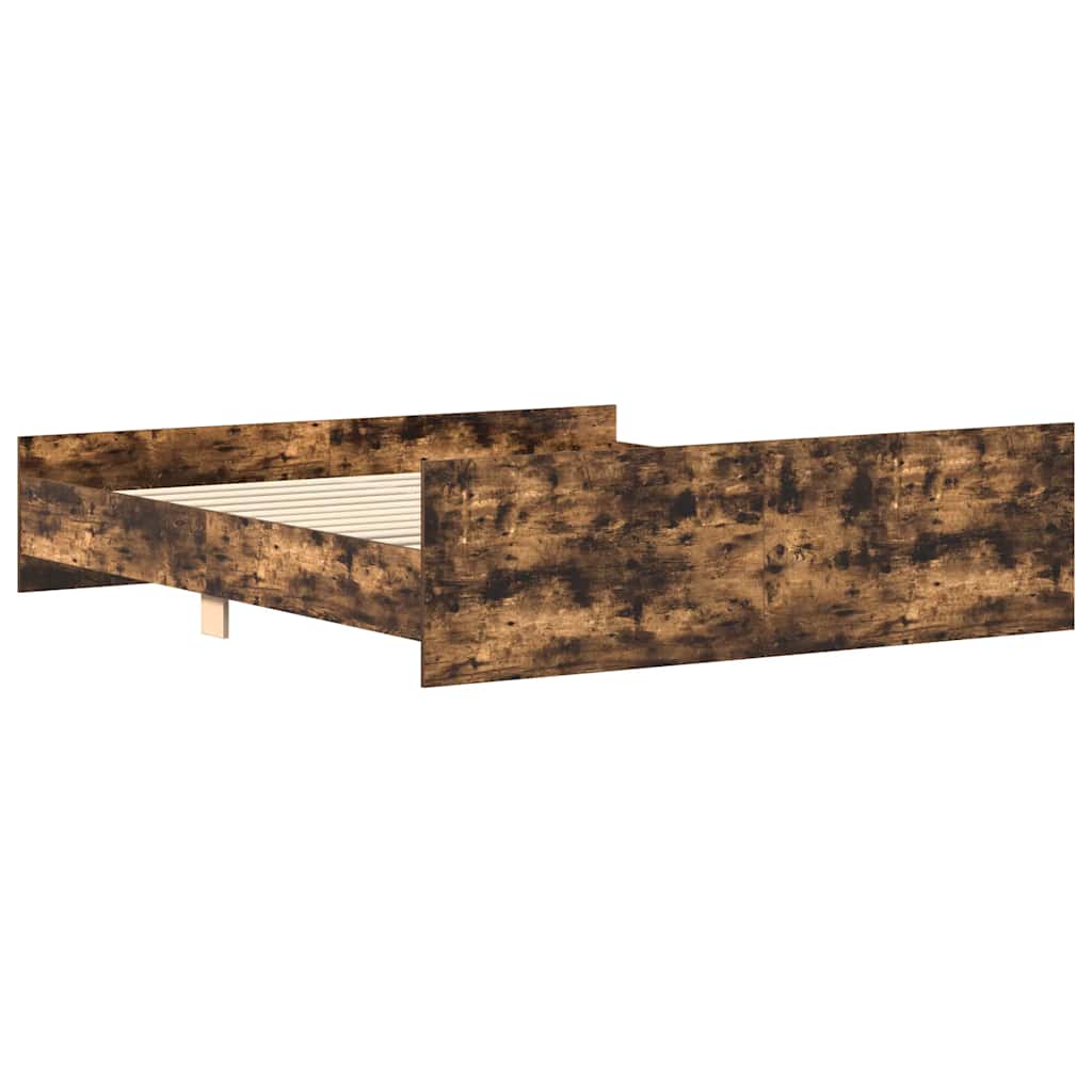 Bedframe met hoofd- en voeteneinde gerookt eiken 160x200 cm is nu te koop bij PeponiXL, paradijselijk wonen!