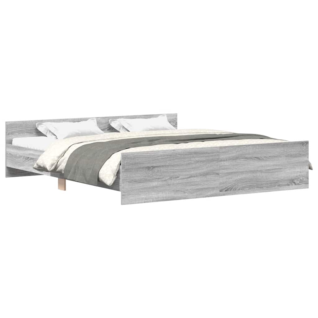 Bedframe met hoofd- en voeteneinde grijs sonoma 160x200 cm is nu te koop bij PeponiXL, paradijselijk wonen!