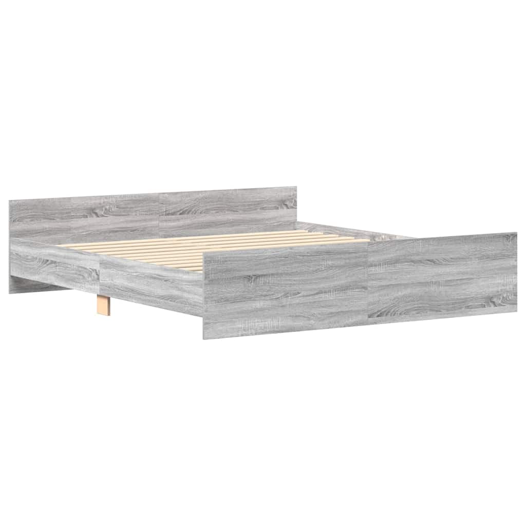 Bedframe met hoofd- en voeteneinde grijs sonoma 160x200 cm is nu te koop bij PeponiXL, paradijselijk wonen!