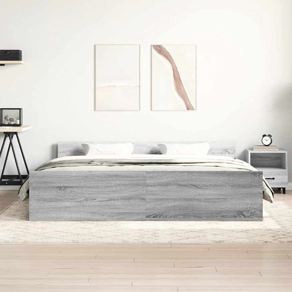 Bedframe met hoofd- en voeteneinde grijs sonoma 160x200 cm is nu te koop bij PeponiXL, paradijselijk wonen!
