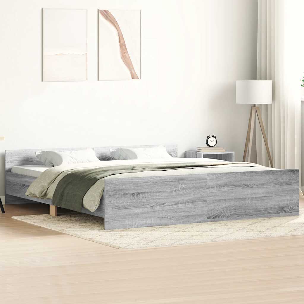 Bedframe met hoofd- en voeteneinde grijs sonoma 160x200 cm is nu te koop bij PeponiXL, paradijselijk wonen!