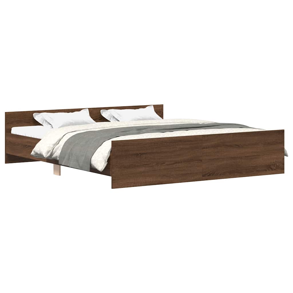 Bedframe hoofd- en voeteneinde bruin eikenkleur 160x200 cm is nu te koop bij PeponiXL, paradijselijk wonen!