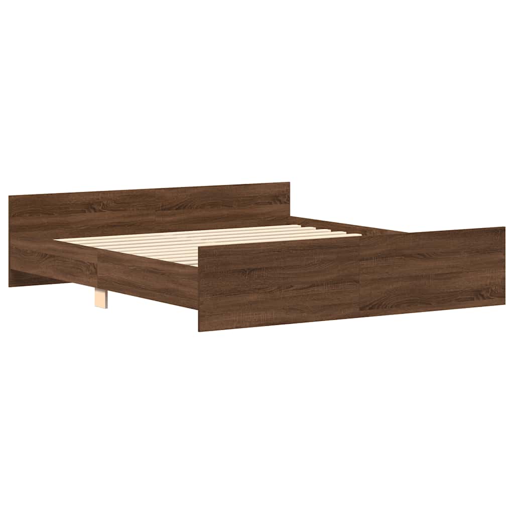 Bedframe hoofd- en voeteneinde bruin eikenkleur 160x200 cm is nu te koop bij PeponiXL, paradijselijk wonen!