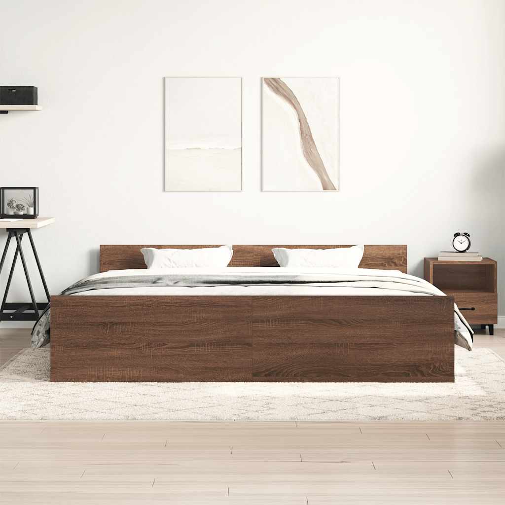 Bedframe hoofd- en voeteneinde bruin eikenkleur 160x200 cm is nu te koop bij PeponiXL, paradijselijk wonen!