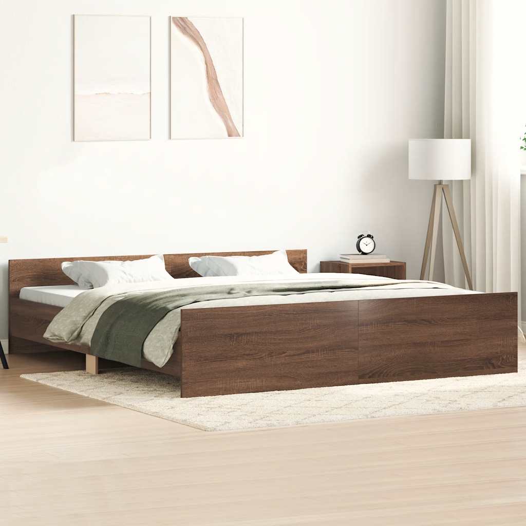 Bedframe hoofd- en voeteneinde bruin eikenkleur 160x200 cm is nu te koop bij PeponiXL, paradijselijk wonen!