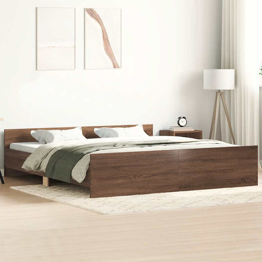 Bedframe hoofd- en voeteneinde bruin eikenkleur 160x200 cm is nu te koop bij PeponiXL, paradijselijk wonen!