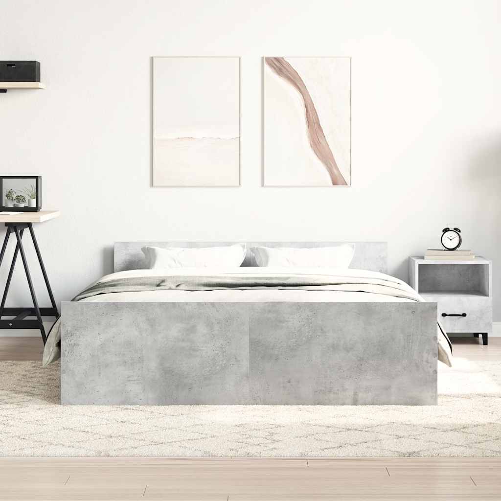 Bedframe met hoofd- en voeteneinde betongrijs 135x190 cm is nu te koop bij PeponiXL, paradijselijk wonen!