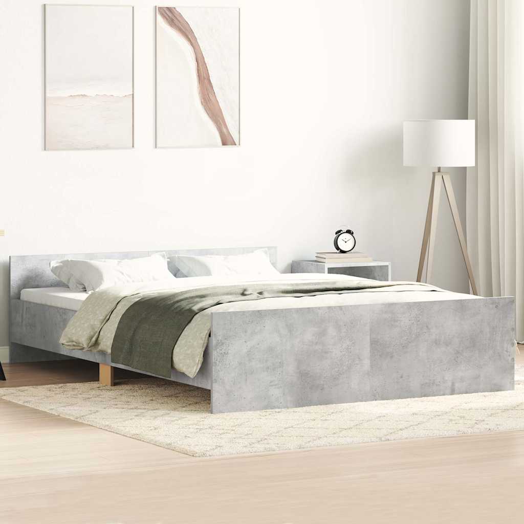 Bedframe met hoofd- en voeteneinde betongrijs 135x190 cm is nu te koop bij PeponiXL, paradijselijk wonen!