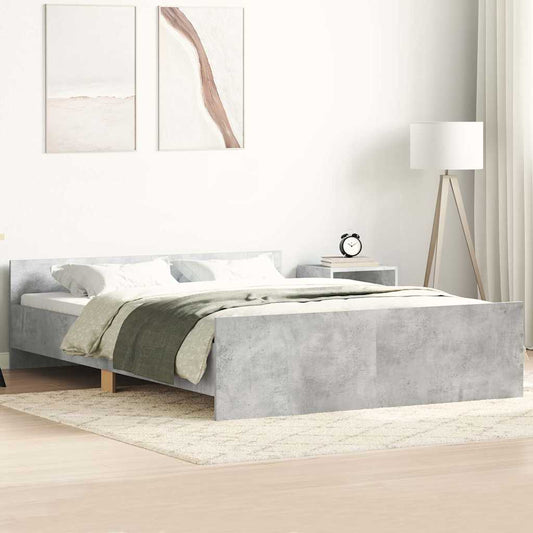 Bedframe met hoofd- en voeteneinde betongrijs 135x190 cm is nu te koop bij PeponiXL, paradijselijk wonen!