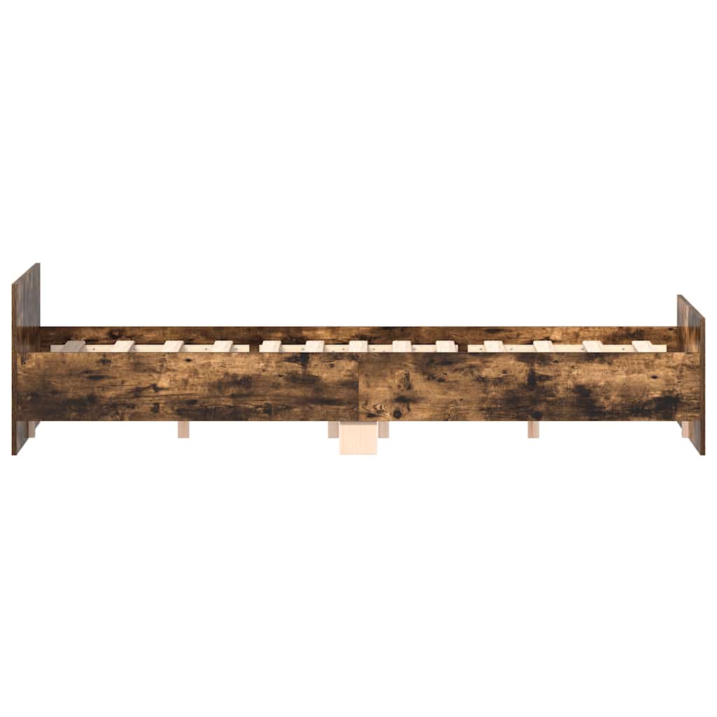 Bedframe met hoofd- en voeteneinde gerookt eiken 135x190 cm is nu te koop bij PeponiXL, paradijselijk wonen!