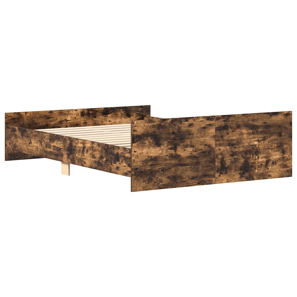 Bedframe met hoofd- en voeteneinde gerookt eiken 135x190 cm is nu te koop bij PeponiXL, paradijselijk wonen!