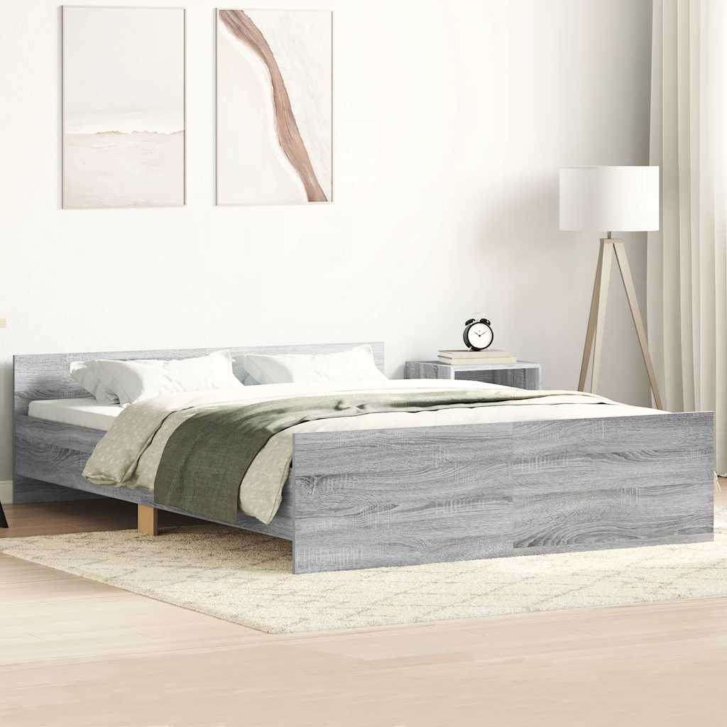 Bedframe met hoofd- en voeteneinde grijs sonoma 135x190 cm is nu te koop bij PeponiXL, paradijselijk wonen!