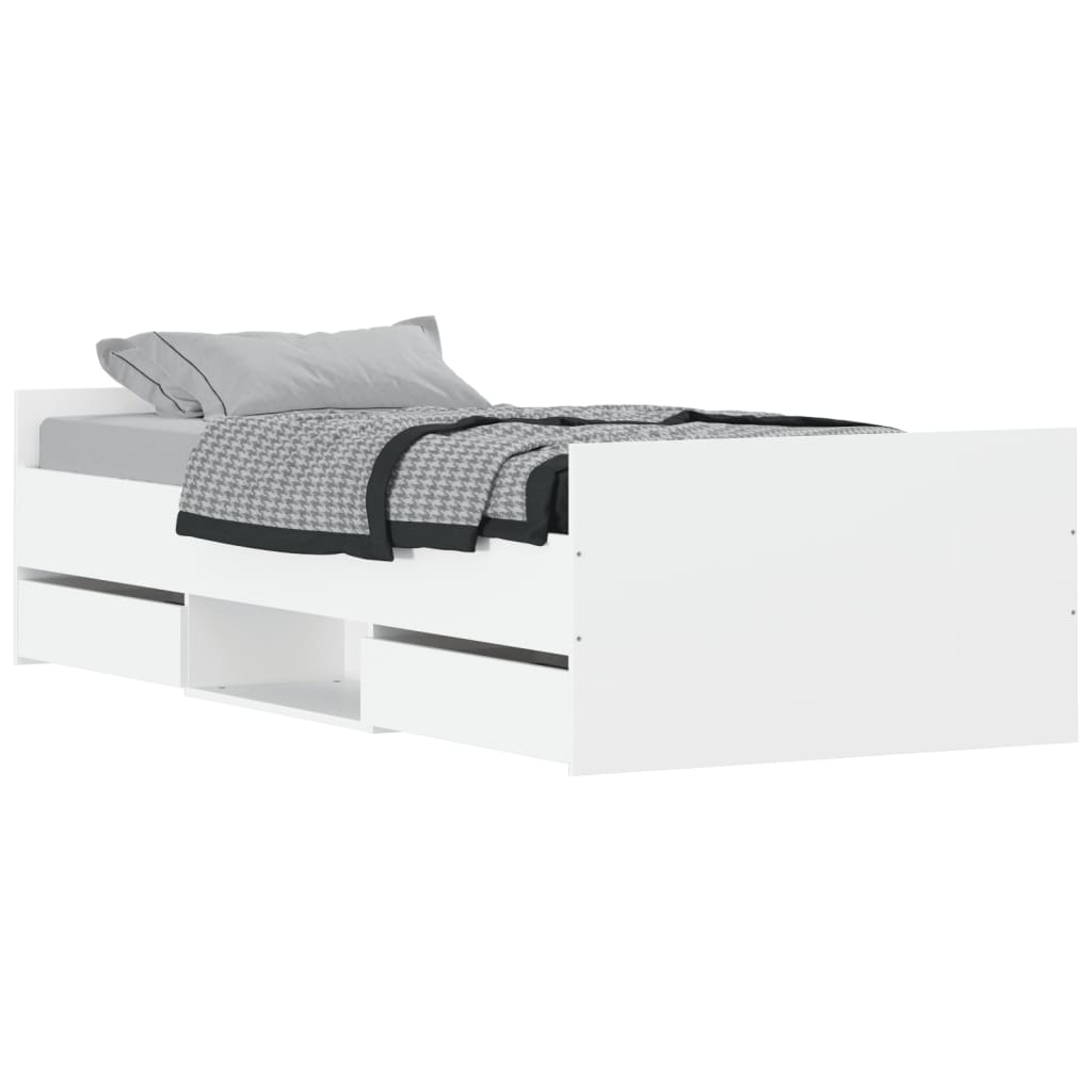 Bedframe met hoofd- en voeteneinde wit 100x200 cm is nu te koop bij PeponiXL, paradijselijk wonen!