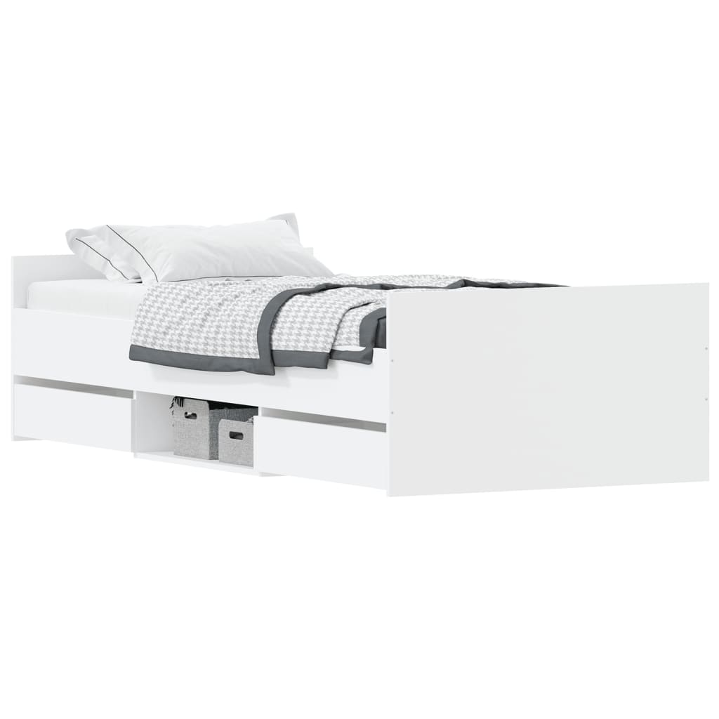 Bedframe met hoofd- en voeteneinde wit 100x200 cm is nu te koop bij PeponiXL, paradijselijk wonen!