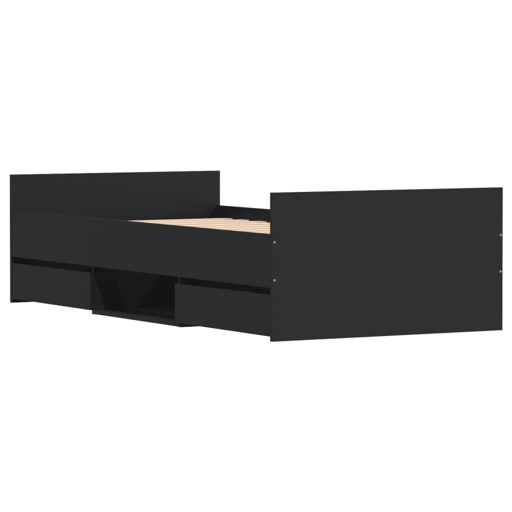 Bedframe met hoofd- en voeteneinde zwart 100x200 cm is nu te koop bij PeponiXL, paradijselijk wonen!