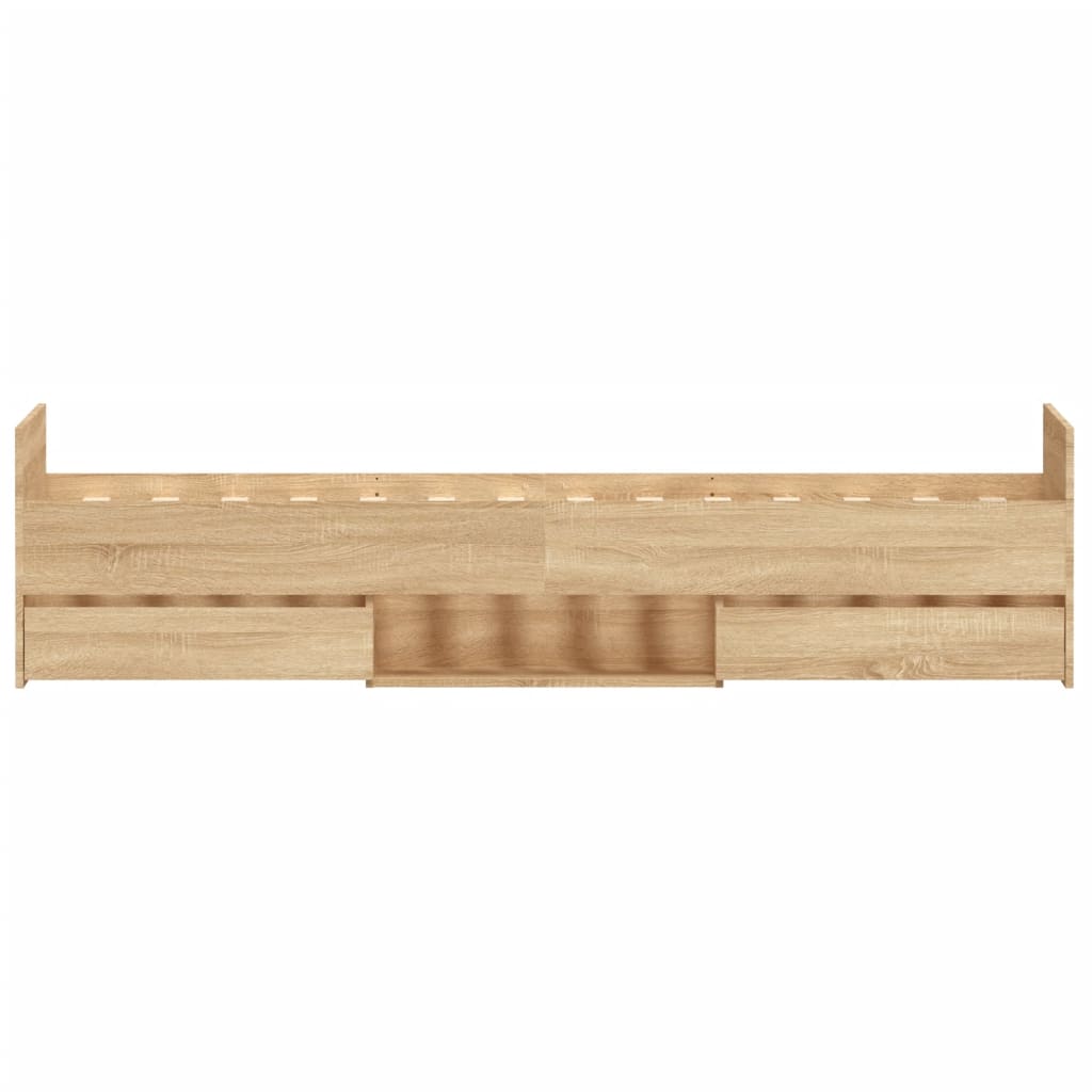 Bedframe met hoofd- en voeteneinde sonoma eikenkleur 100x200 cm is nu te koop bij PeponiXL, paradijselijk wonen!