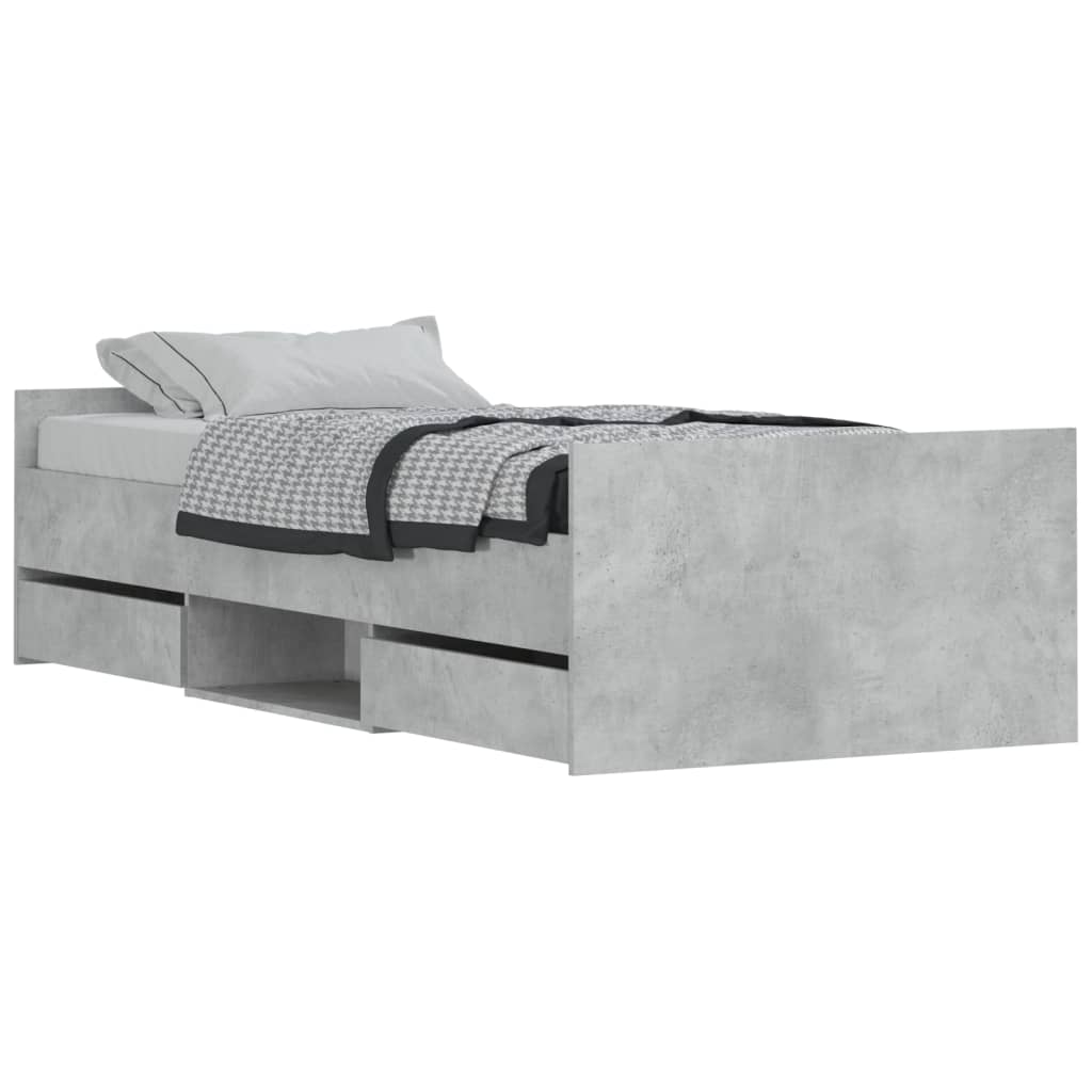 Bedframe met hoofd- en voeteneinde betongrijs 100x200 cm is nu te koop bij PeponiXL, paradijselijk wonen!