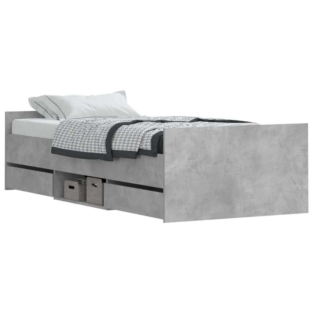 Bedframe met hoofd- en voeteneinde betongrijs 100x200 cm is nu te koop bij PeponiXL, paradijselijk wonen!