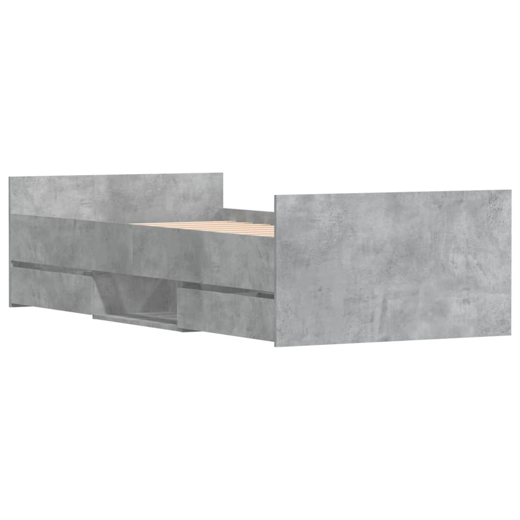 Bedframe met hoofd- en voeteneinde betongrijs 100x200 cm is nu te koop bij PeponiXL, paradijselijk wonen!