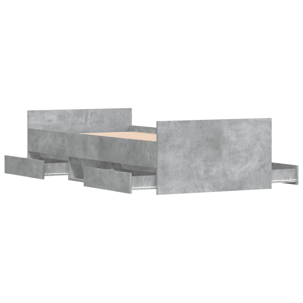 Bedframe met hoofd- en voeteneinde betongrijs 100x200 cm is nu te koop bij PeponiXL, paradijselijk wonen!