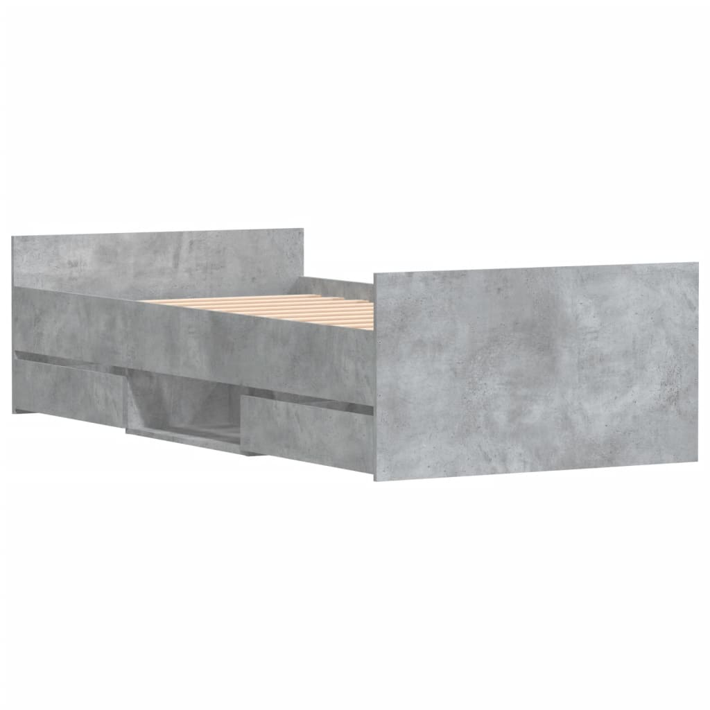 Bedframe met hoofd- en voeteneinde betongrijs 100x200 cm is nu te koop bij PeponiXL, paradijselijk wonen!