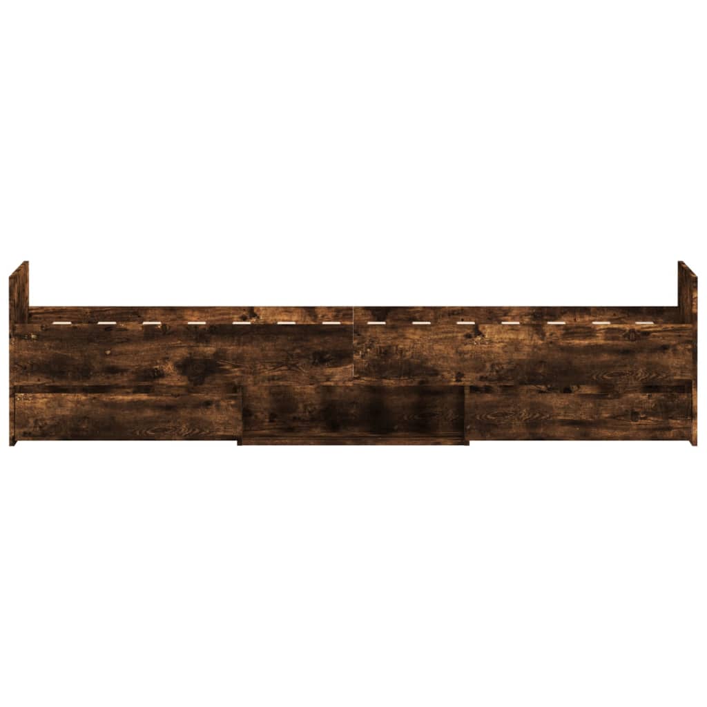 Bedframe met hoofd- en voeteneinde gerookt eiken 100x200 cm is nu te koop bij PeponiXL, paradijselijk wonen!