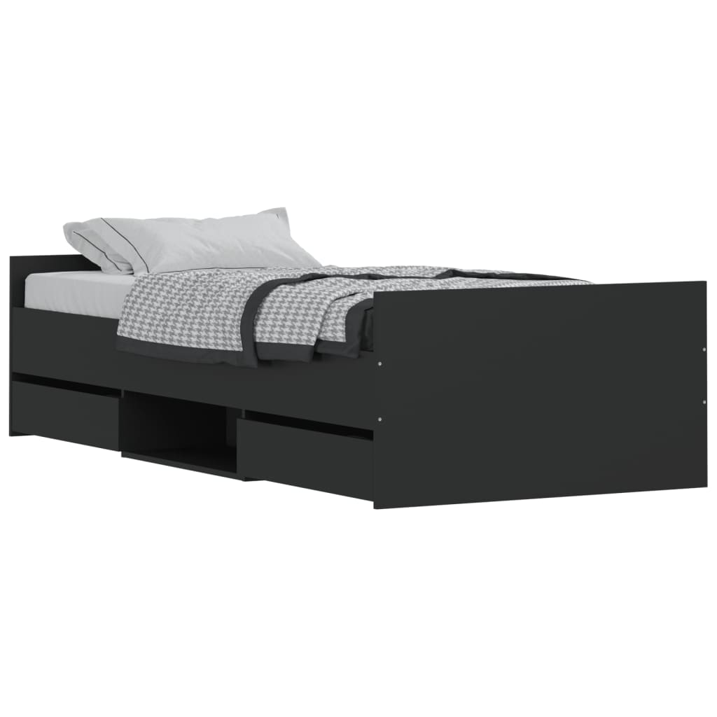 Bedframe met hoofd- en voeteneinde zwart 90x200 cm is nu te koop bij PeponiXL, paradijselijk wonen!
