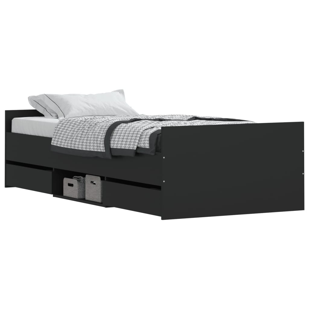 Bedframe met hoofd- en voeteneinde zwart 90x200 cm is nu te koop bij PeponiXL, paradijselijk wonen!