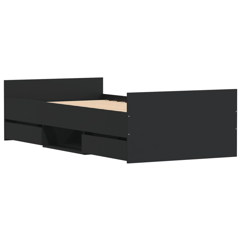 Bedframe met hoofd- en voeteneinde zwart 90x200 cm is nu te koop bij PeponiXL, paradijselijk wonen!