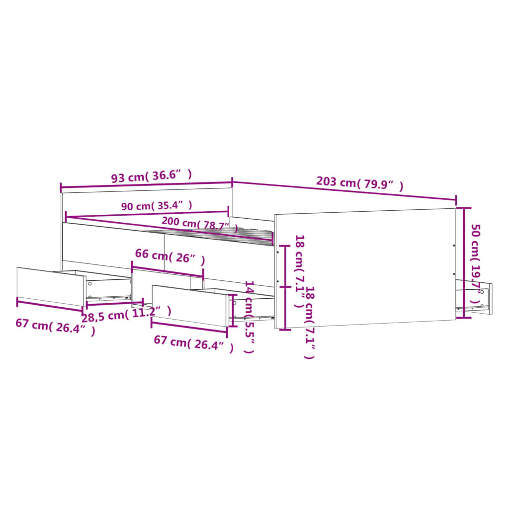 Bedframe met hoofd- en voeteneinde zwart 90x200 cm is nu te koop bij PeponiXL, paradijselijk wonen!
