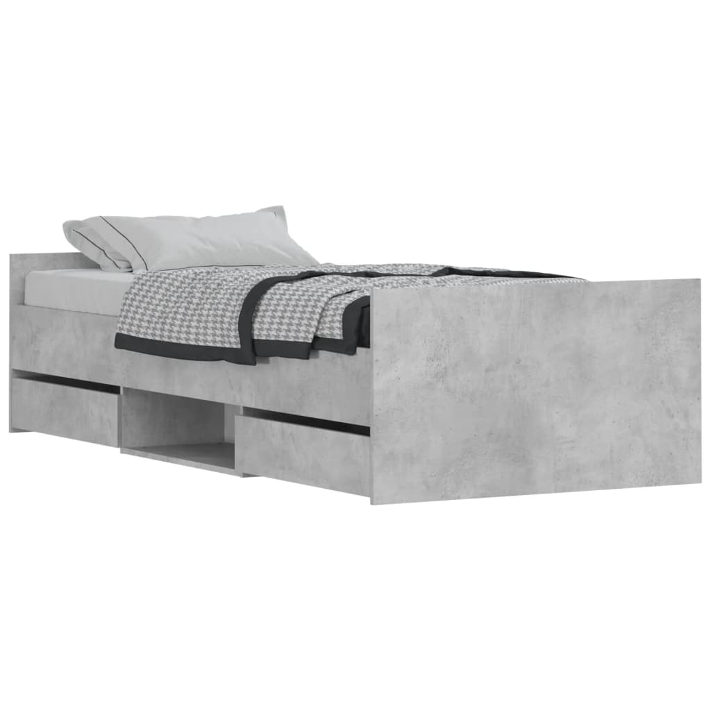 Bedframe met hoofd- en voeteneinde betongrijs 90x200 cm is nu te koop bij PeponiXL, paradijselijk wonen!