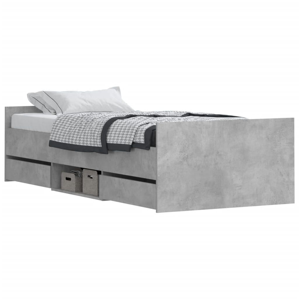 Bedframe met hoofd- en voeteneinde betongrijs 90x200 cm is nu te koop bij PeponiXL, paradijselijk wonen!