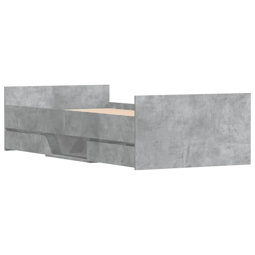 Bedframe met hoofd- en voeteneinde betongrijs 90x200 cm is nu te koop bij PeponiXL, paradijselijk wonen!