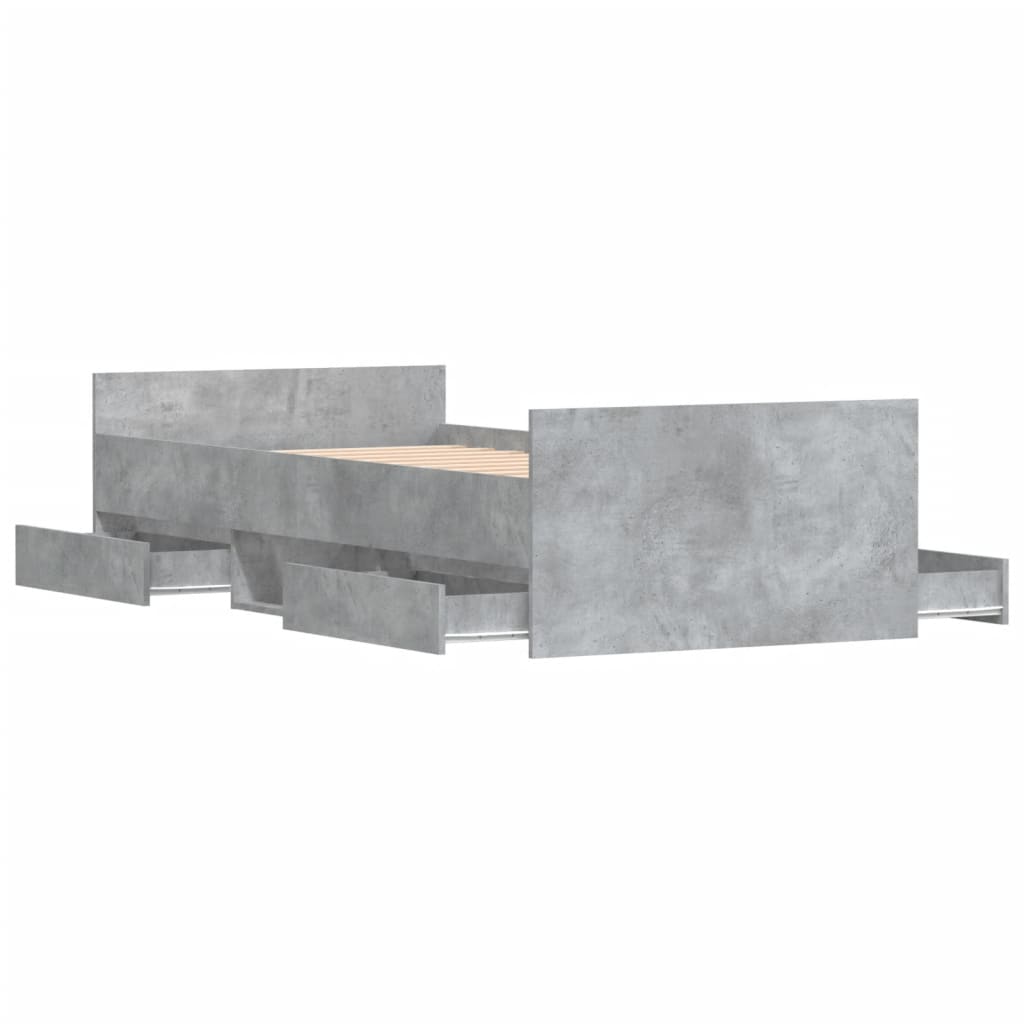 Bedframe met hoofd- en voeteneinde betongrijs 90x200 cm is nu te koop bij PeponiXL, paradijselijk wonen!
