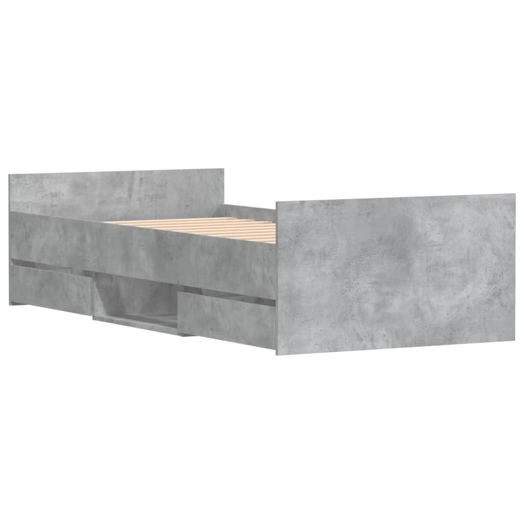 Bedframe met hoofd- en voeteneinde betongrijs 90x200 cm is nu te koop bij PeponiXL, paradijselijk wonen!