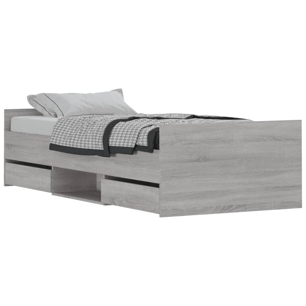 Bedframe met hoofd- en voeteneinde grijs sonoma 90x200 cm is nu te koop bij PeponiXL, paradijselijk wonen!