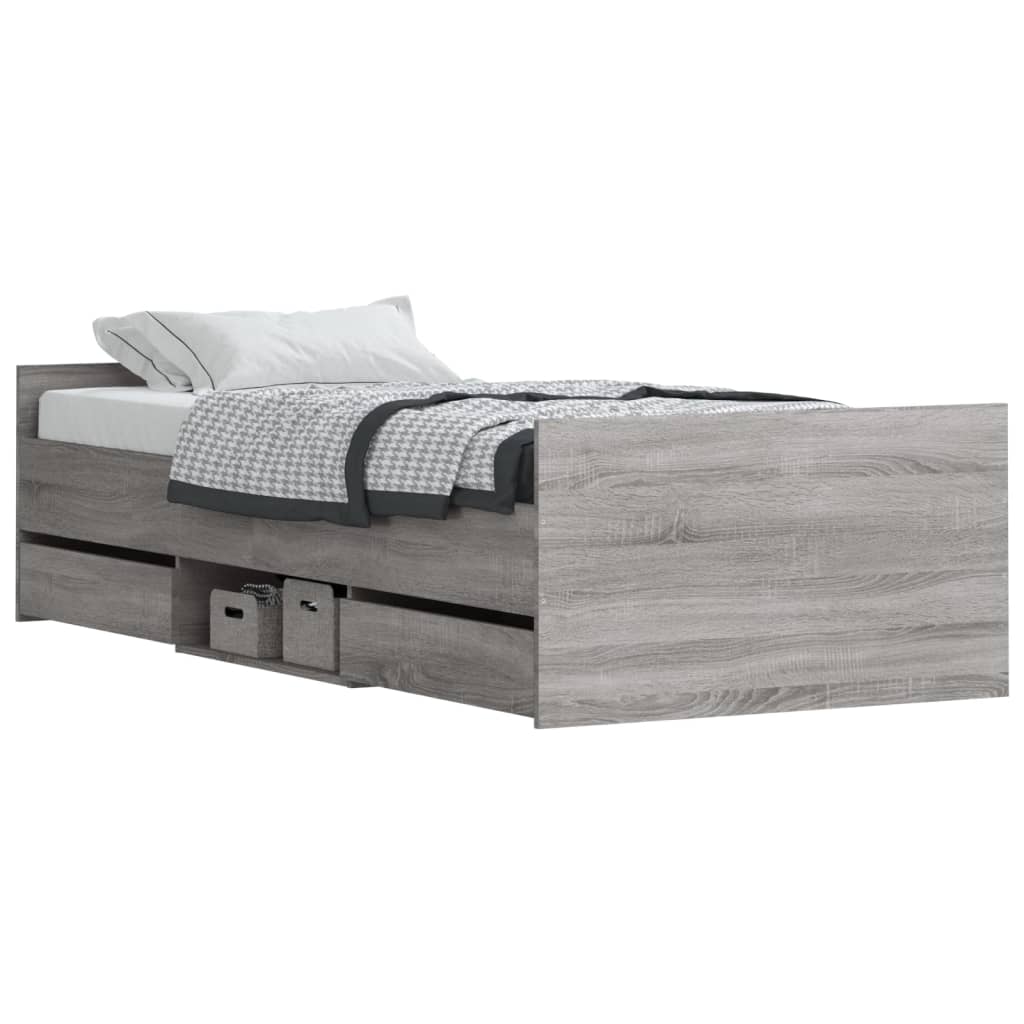 Bedframe met hoofd- en voeteneinde grijs sonoma 90x200 cm is nu te koop bij PeponiXL, paradijselijk wonen!