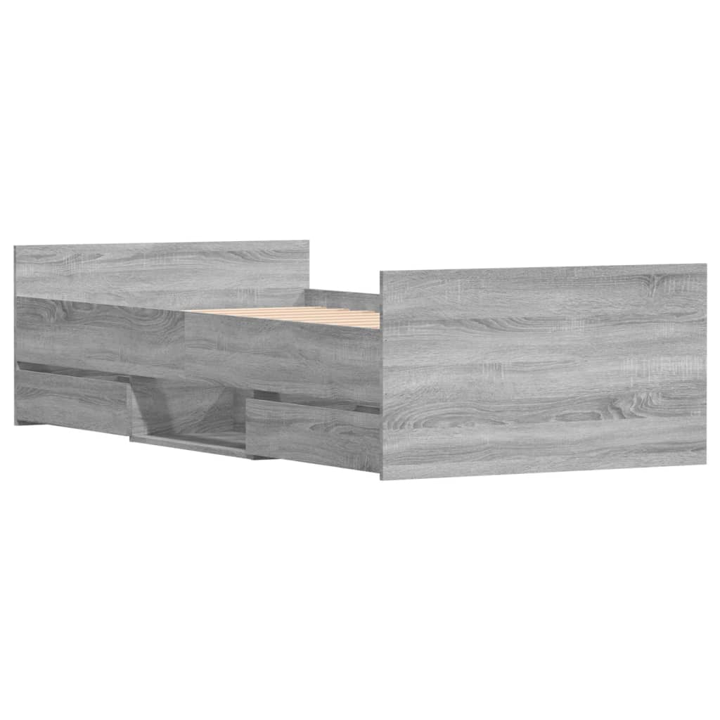Bedframe met hoofd- en voeteneinde grijs sonoma 90x200 cm is nu te koop bij PeponiXL, paradijselijk wonen!