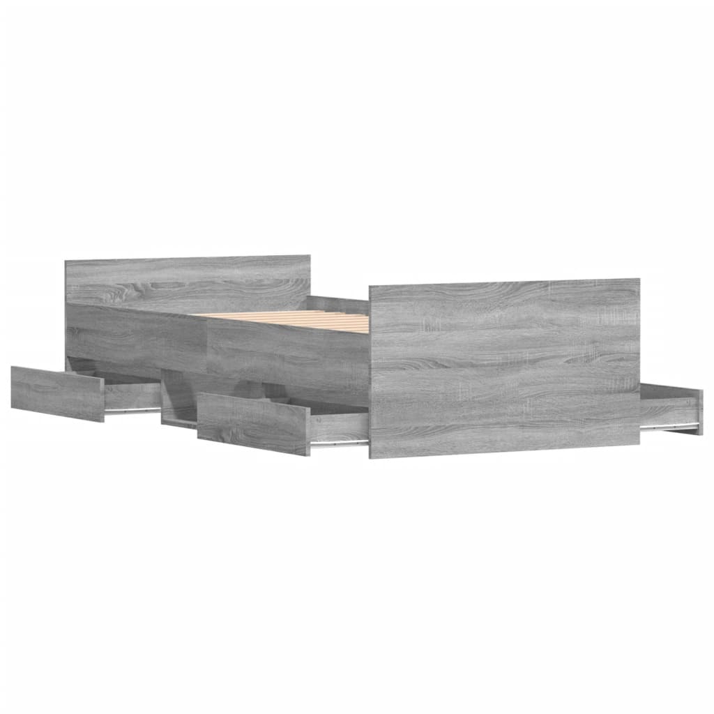 Bedframe met hoofd- en voeteneinde grijs sonoma 90x200 cm is nu te koop bij PeponiXL, paradijselijk wonen!