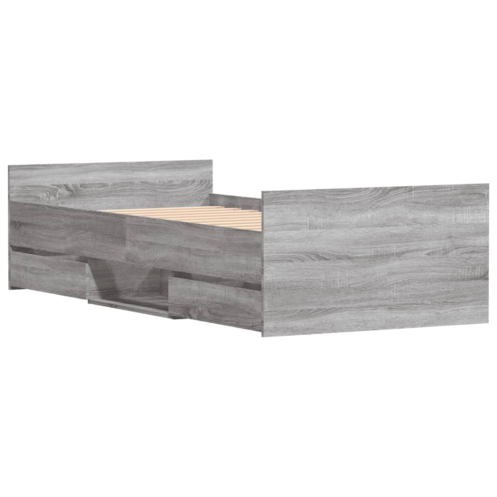 Bedframe met hoofd- en voeteneinde grijs sonoma 90x200 cm is nu te koop bij PeponiXL, paradijselijk wonen!