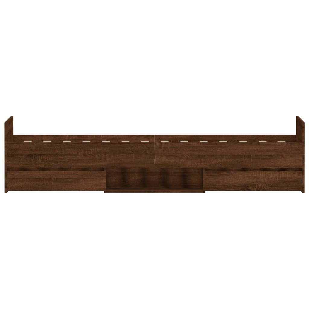 Bedframe met hoofd- en voeteneinde bruin eikenkleur 90x200 cm is nu te koop bij PeponiXL, paradijselijk wonen!