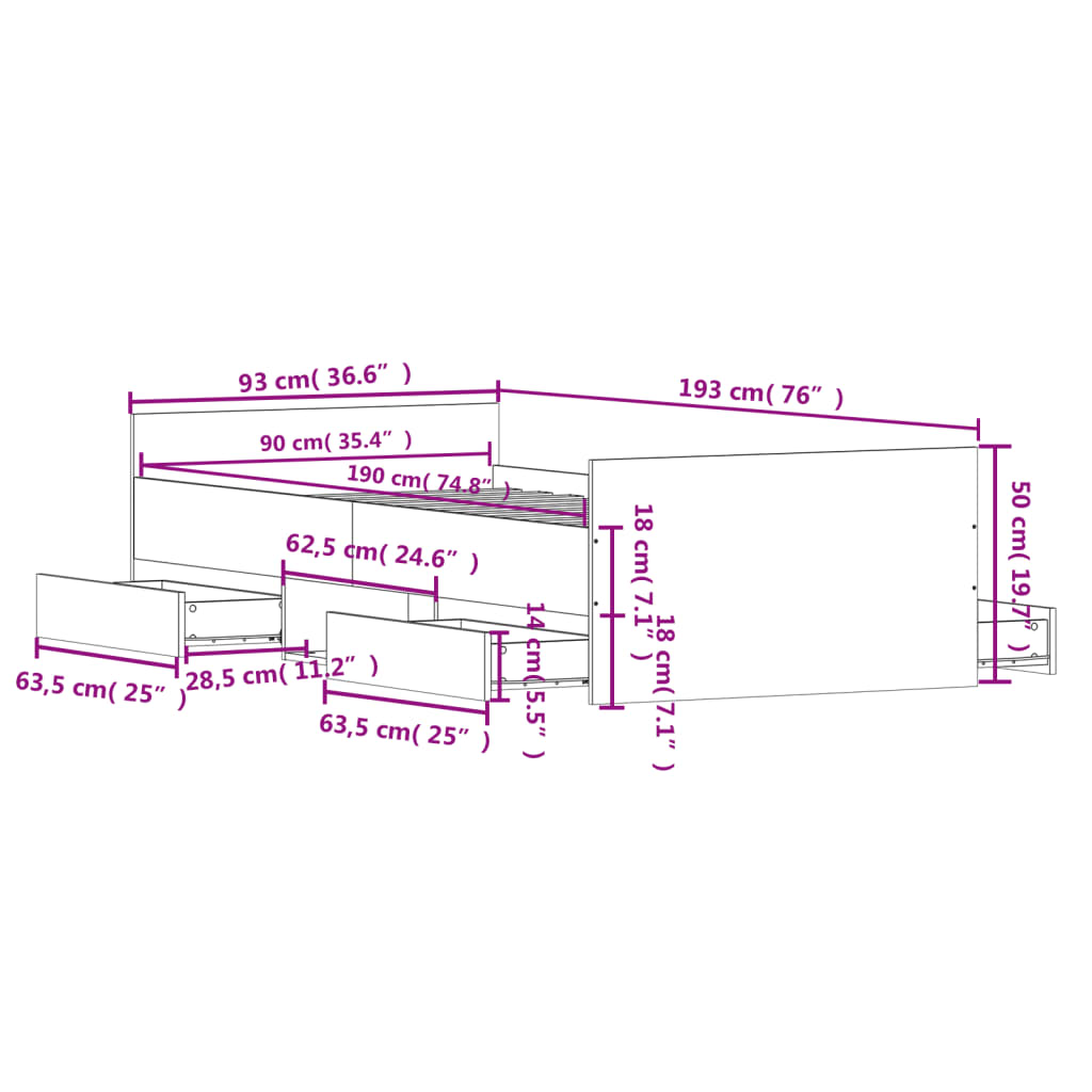 Bedframe met hoofd- en voeteneinde wit 90x190 cm is nu te koop bij PeponiXL, paradijselijk wonen!