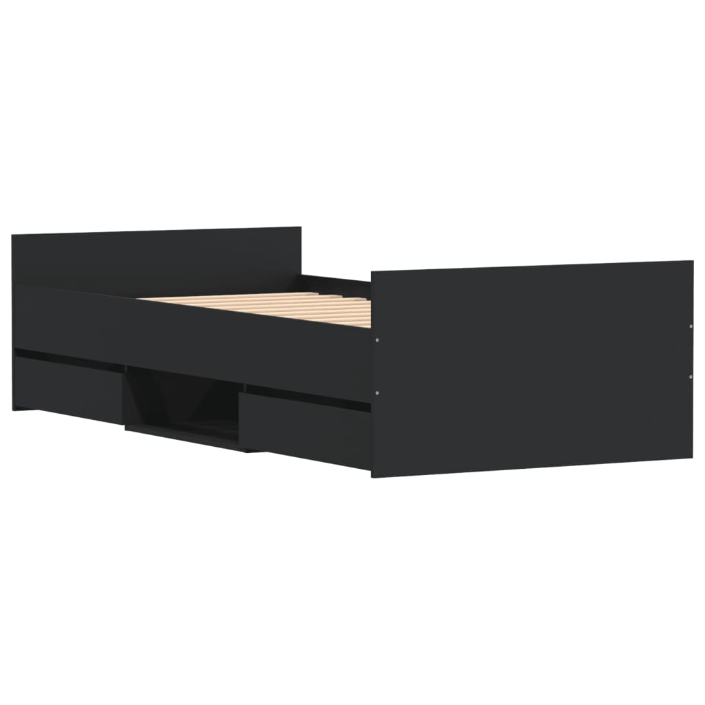 Bedframe met hoofd- en voeteneinde zwart 90x190 cm is nu te koop bij PeponiXL, paradijselijk wonen!