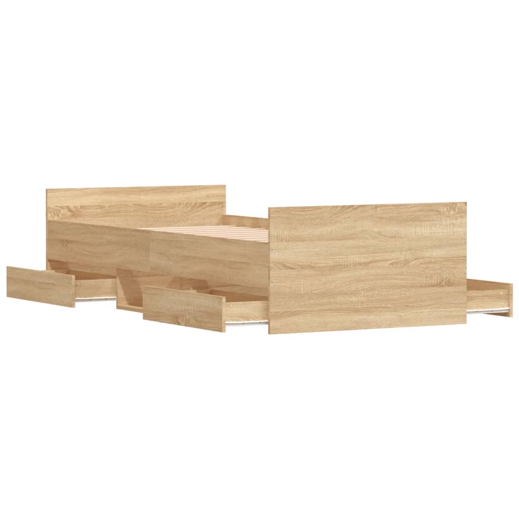Bedframe met hoofd- en voeteneinde sonoma eikenkleur 90x190 cm is nu te koop bij PeponiXL, paradijselijk wonen!